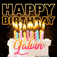 Galvin - Animated Happy Birthday Cake GIF for WhatsApp