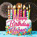Amazing Animated GIF Image for Ganon with Birthday Cake and Fireworks