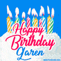 Happy Birthday GIF for Garen with Birthday Cake and Lit Candles