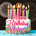 Amazing Animated GIF Image for Garen with Birthday Cake and Fireworks