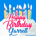 Happy Birthday GIF for Garrett with Birthday Cake and Lit Candles