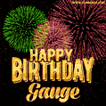 Wishing You A Happy Birthday, Gauge! Best fireworks GIF animated greeting card.