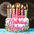Amazing Animated GIF Image for Gauge with Birthday Cake and Fireworks
