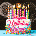 Amazing Animated GIF Image for Gavyn with Birthday Cake and Fireworks