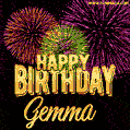 Wishing You A Happy Birthday, Gemma! Best fireworks GIF animated greeting card.