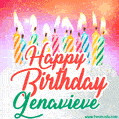 Happy Birthday GIF for Genavieve with Birthday Cake and Lit Candles