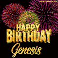 Wishing You A Happy Birthday, Genesis! Best fireworks GIF animated greeting card.