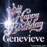 Shiny diamonds and colorful gemstones highlight a royal silver tiara and cursive lettering custom-made for Genevieve.