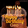 Chocolate Happy Birthday Cake for Geo (GIF)