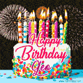 Amazing Animated GIF Image for Geo with Birthday Cake and Fireworks