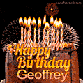 Chocolate Happy Birthday Cake for Geoffrey (GIF)