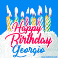 Happy Birthday GIF for Georgio with Birthday Cake and Lit Candles
