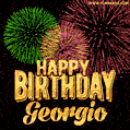 Wishing You A Happy Birthday, Georgio! Best fireworks GIF animated greeting card.