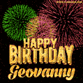 Wishing You A Happy Birthday, Geovanny! Best fireworks GIF animated greeting card.