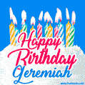 Happy Birthday GIF for Geremiah with Birthday Cake and Lit Candles