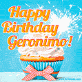 Happy Birthday, Geronimo! Elegant cupcake with a sparkler.