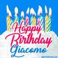 Happy Birthday GIF for Giacomo with Birthday Cake and Lit Candles