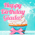 Happy Birthday Giada! Elegang Sparkling Cupcake GIF Image.