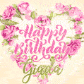 Pink rose heart shaped bouquet - Happy Birthday Card for Giada