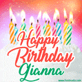 Happy Birthday GIF for Gianna with Birthday Cake and Lit Candles