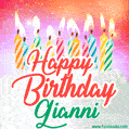 Happy Birthday GIF for Gianni with Birthday Cake and Lit Candles