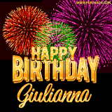 A golden 'Happy Birthday Giulianna' message with vibrant fireworks in the background, creating a festive and celebratory vibe in this animated name GIF.