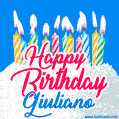 Happy Birthday GIF for Giuliano with Birthday Cake and Lit Candles