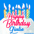Happy Birthday GIF for Giulio with Birthday Cake and Lit Candles