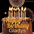 Chocolate Happy Birthday Cake for Gladys (GIF)