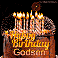 Chocolate Happy Birthday Cake for Godson (GIF)