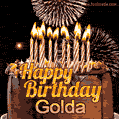 Chocolate Happy Birthday Cake for Golda (GIF)