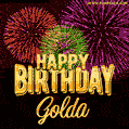Wishing You A Happy Birthday, Golda! Best fireworks GIF animated greeting card.