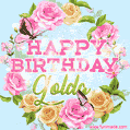 Beautiful Birthday Flowers Card for Golda with Animated Butterflies