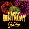 Wishing You A Happy Birthday, Goldie! Best fireworks GIF animated greeting card.