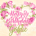 Pink rose heart shaped bouquet - Happy Birthday Card for Goldie