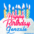 Happy Birthday GIF for Gonzalo with Birthday Cake and Lit Candles