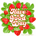 Have a good day GIF. Rasberries frame and glitter effect.