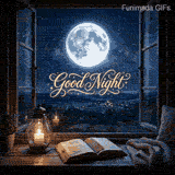 Beautiful night illustration of a rustic wooden frame overlooking a distant village under the Milky Way, decorated with a warm burning candle and house plant.