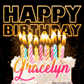 Gracelyn - Animated Happy Birthday Cake GIF Image for WhatsApp