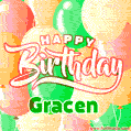 Happy Birthday Image for Gracen. Colorful Birthday Balloons GIF Animation.