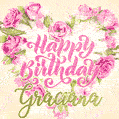 Pink rose heart shaped bouquet - Happy Birthday Card for Graciana