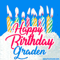 Happy Birthday GIF for Graden with Birthday Cake and Lit Candles