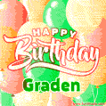 Happy Birthday Image for Graden. Colorful Birthday Balloons GIF Animation.