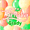 Happy Birthday Image for Grady. Colorful Birthday Balloons GIF Animation.
