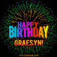New Bursting with Colors Happy Birthday Graesyn GIF and Video with Music