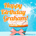 Happy Birthday, Graham! Elegant cupcake with a sparkler.