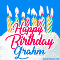 Happy Birthday GIF for Grahm with Birthday Cake and Lit Candles