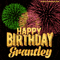 Wishing You A Happy Birthday, Grantley! Best fireworks GIF animated greeting card.