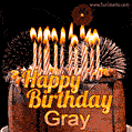 Chocolate Happy Birthday Cake for Gray (GIF)