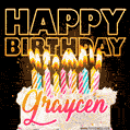 Graycen - Animated Happy Birthday Cake GIF for WhatsApp
